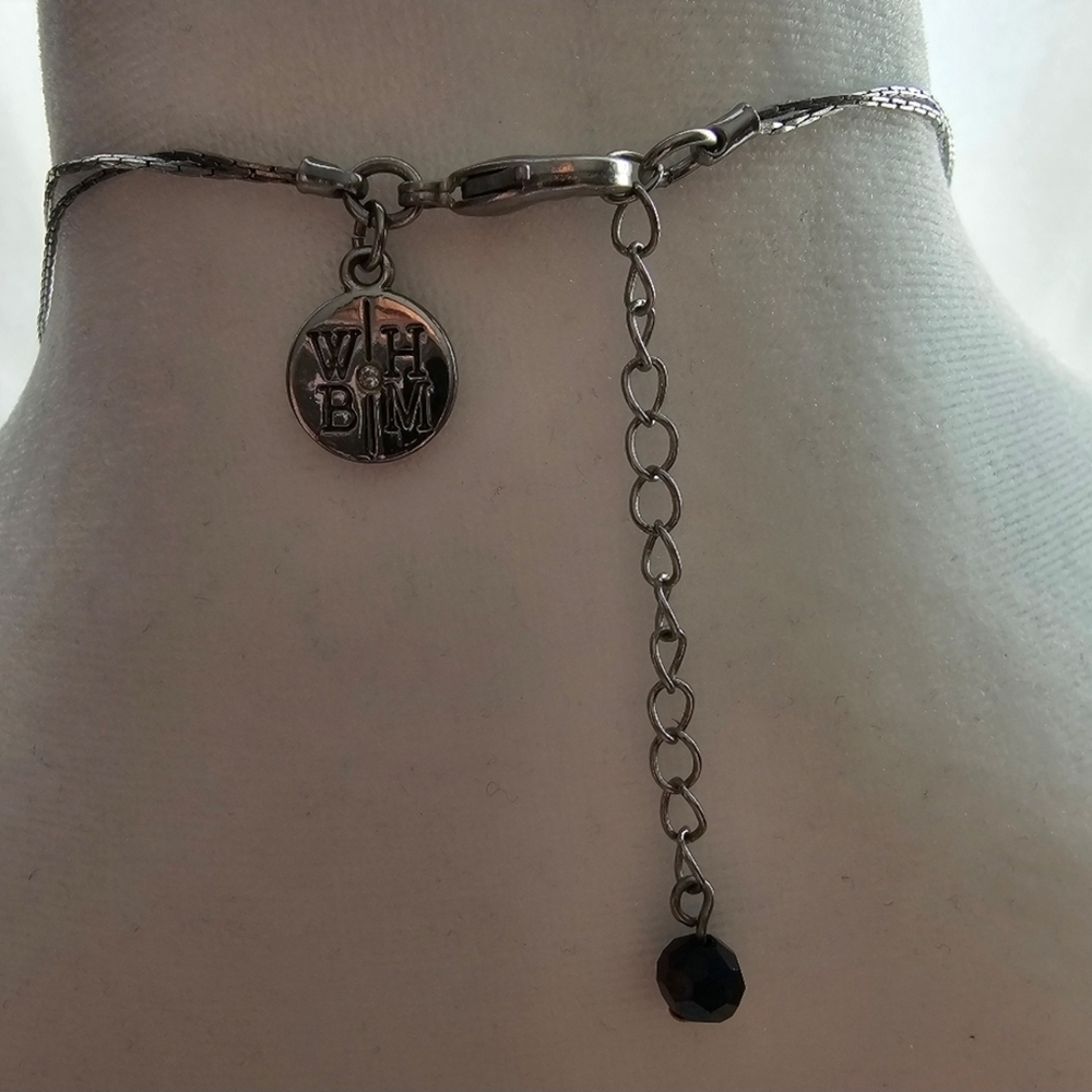 White House Black Market Silver Chain Necklace with Blue Pendant